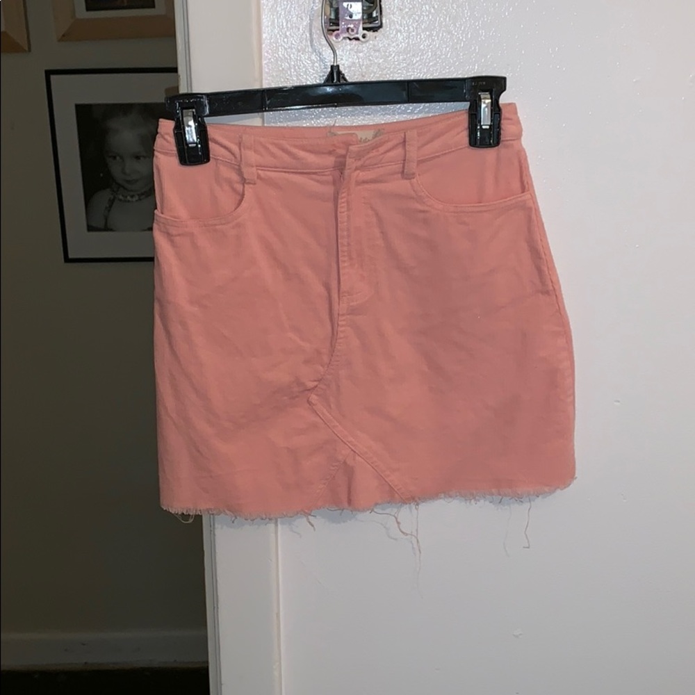 Pink denim skirt
